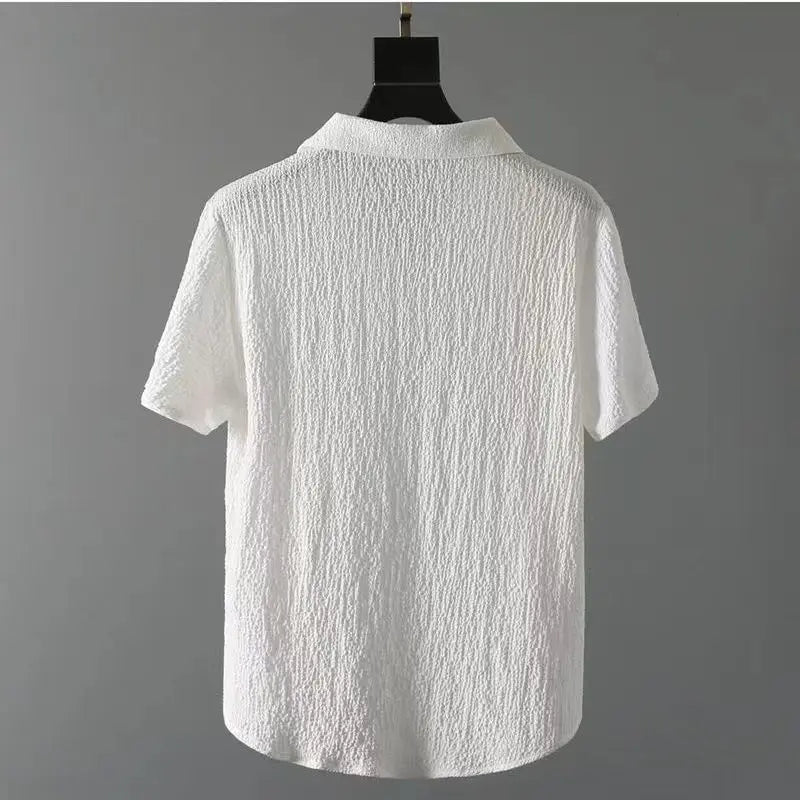 (Shirt + trousers) 2024 summer fashion men shirt short sleeve shirts men's sets High quality shirts male Two Piece size M-4XL