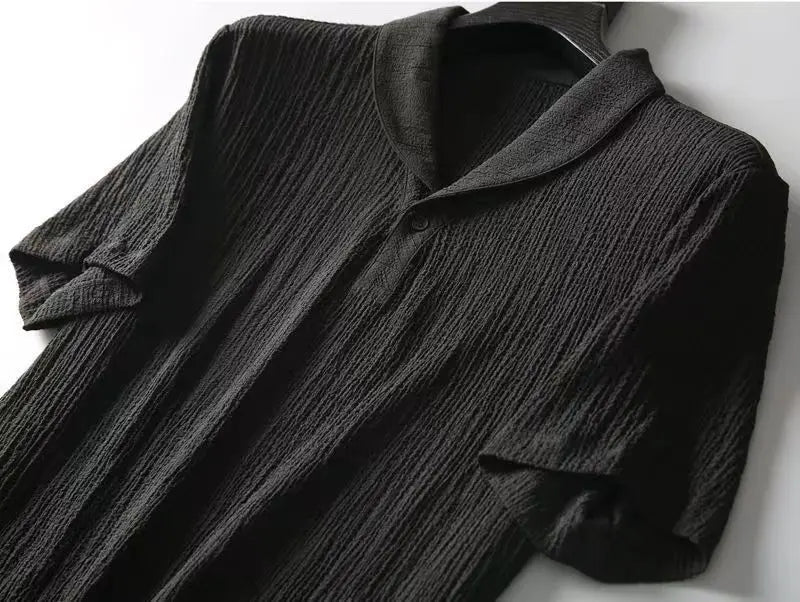 (Shirt + trousers) 2024 summer fashion men shirt short sleeve shirts men's sets High quality shirts male Two Piece size M-4XL