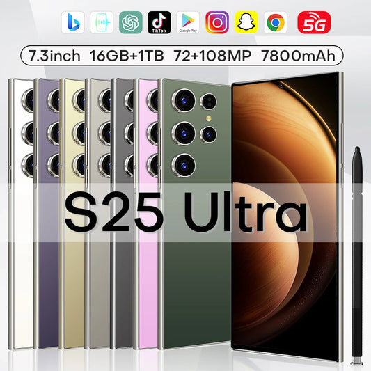 2025 New Original Cellphones S25 Ultra 7.3inch Smartphone 5G 7800mAh Battery 22G+2T Global Version Mobile Phones